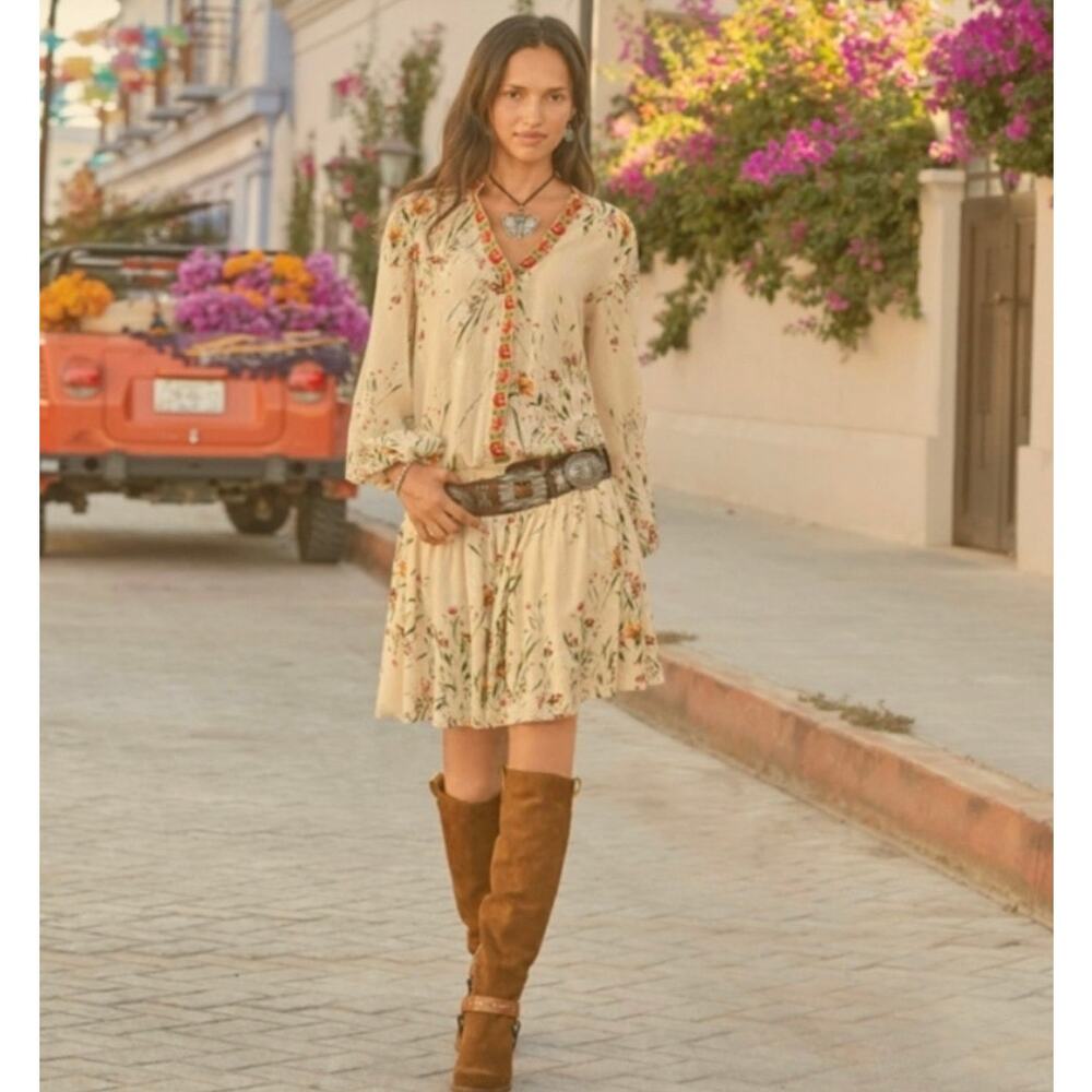 Sundance Cream Floral Midi Dress